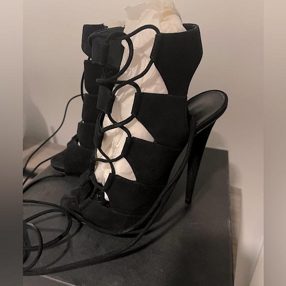 Giuseppe Zanotti ALIEN/WABY115 lace up black suede heels - Picture 2 of 9